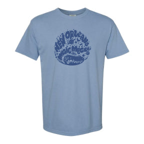 New Orleans "Music Mecca of the Universe" T-Shirt - Denim Blue