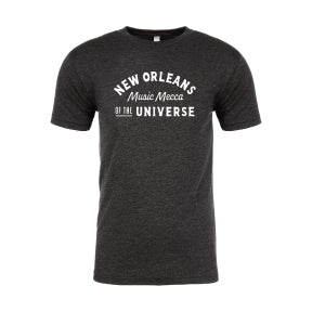 New Orleans "Music Mecca of the Universe" T-Shirt - Vintage Black and White